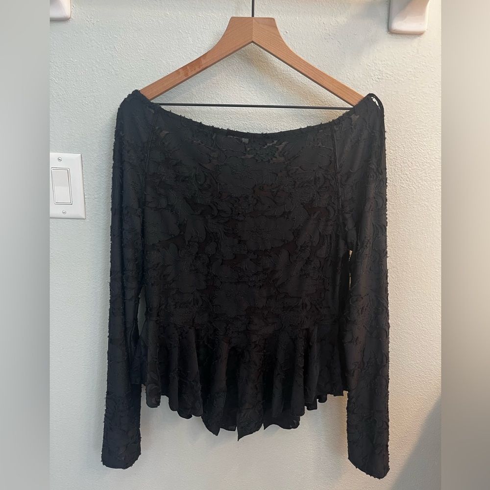 Free People Black Long Sleeve Blouse - Picture 7 of 7
